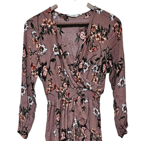 KorMei Maxi Dress Womens Size M Mauve Floral High Low Flowy Beach Casual Boho - Picture 4 of 9